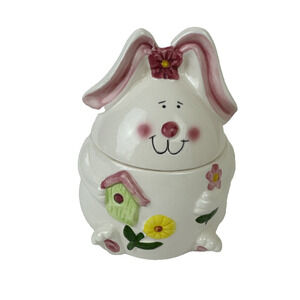 K’s Collection Bunny Treat Jar Easter Ceramic Rabbit Candy Cookie Container